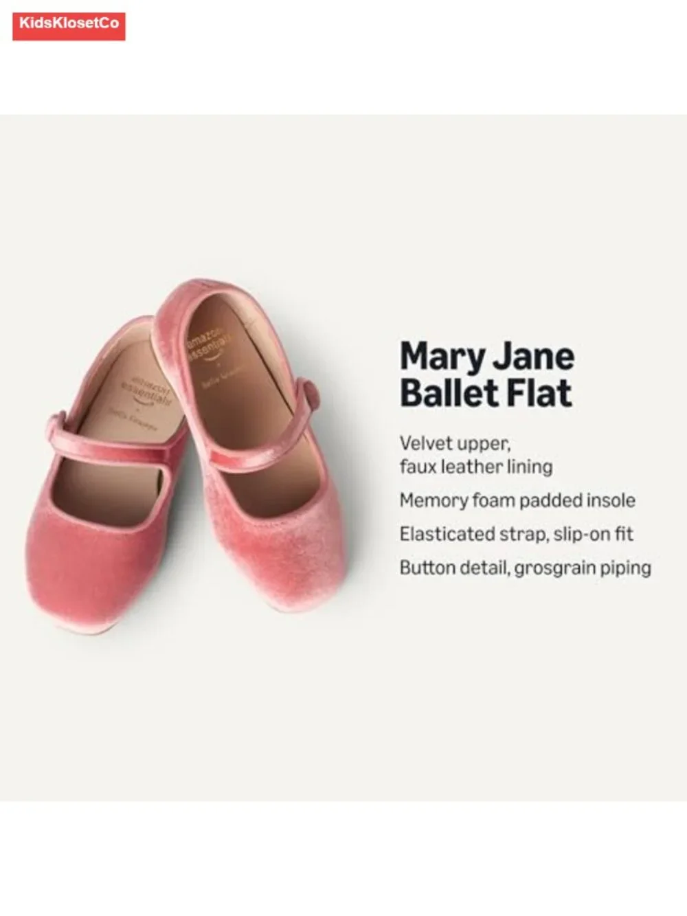 Toddler Girls' Mary Jane Ballet Flats with Memory Foam - Velvet & Faux Leather